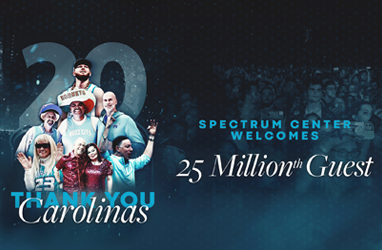 Spectrum Center Celebrates 25 Millionth Guest At Tonight's Charlotte Hornets Game